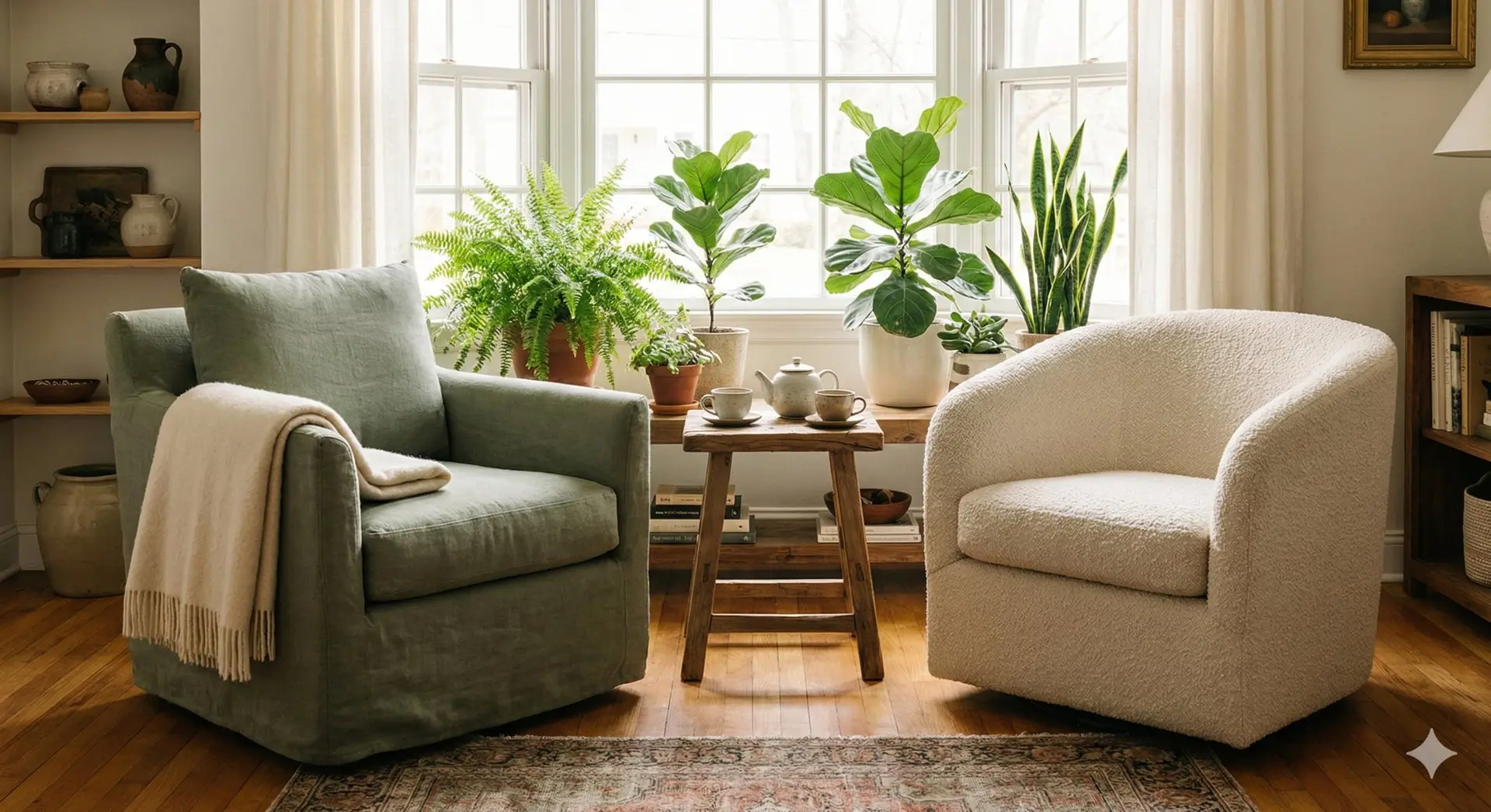 Cozy sitting area with two chairs ready for conversation